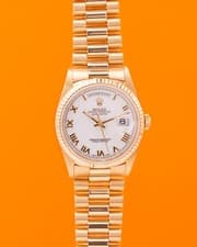 FULL SET Rolex DayDate 36mm 18238 Yellow Gold White Dial Roman Numeral 