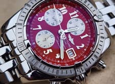 Breitling Chronomat Evolution Watch A13356 Red Dial 44mm Automatic Steel