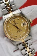 TUDOR Prince Date + Day 36mm 18k Gold  #76213 Linen Diamond Dial W/ Papers