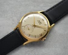 1956 Vintage Tissot Camping Mechanical Gold Leather Watch Small Seconds Rare