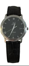 OMEGA 168.2082 DE VILLE  Black Dial Wristwatch with Crocodile Strap. Authentic!