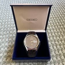 SEIKO Grand Quartz 9943-8010 Twin Quartz Grey Linen Dial Genuine Buckle jp