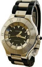 Cartier Must 21 Autoscaph W10147U2 2427 Black 37mm Unisex Watch Excellent A6517