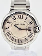 Cartier Ballon Bleu Roman Numeral 36mm Quartz Stainless Steel Wrist Watch 3005