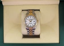 1996 Rolex Datejust 16233 White Stick Dial TT 18kt Jubilee No Holes Case 36mm