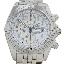BREITLING Chronomat Evolution Watch A13356 Automatic Date Silver w/ Storage Case