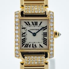 Cartier Tank Francaise Ref 1820 Ladies 18K Yellow Gold, Custom Diamond Bracelet