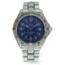 BREITLING A17040 Superocean Date Blue Dial SS AT Stainless Automatic Watch Used