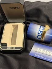 Vtg Near Mint Seiko Rivoli Half Moon Watch Women Gold Tone 1F20-5D59 W/Manual