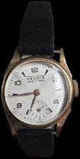 GEVOIS Ancre 17 Rubis Mechanical Wristwatch 18k Gold Case Black Suede Strap