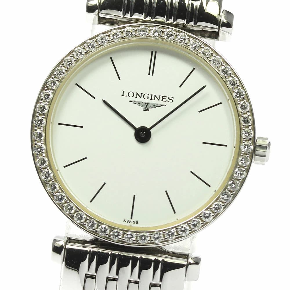 Longines Grand Classique Diamond Bezel Quartz Ladies Watch AB Used From Japan