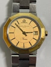 Baume & Mercier Riviera Quartz Watch Gold Silver 12-Edge Case Used Authentic