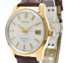 Vintage【Exc+5】King Seiko 4402-8000 Gold Dial Date Manual Wind Watch 35mm Japan