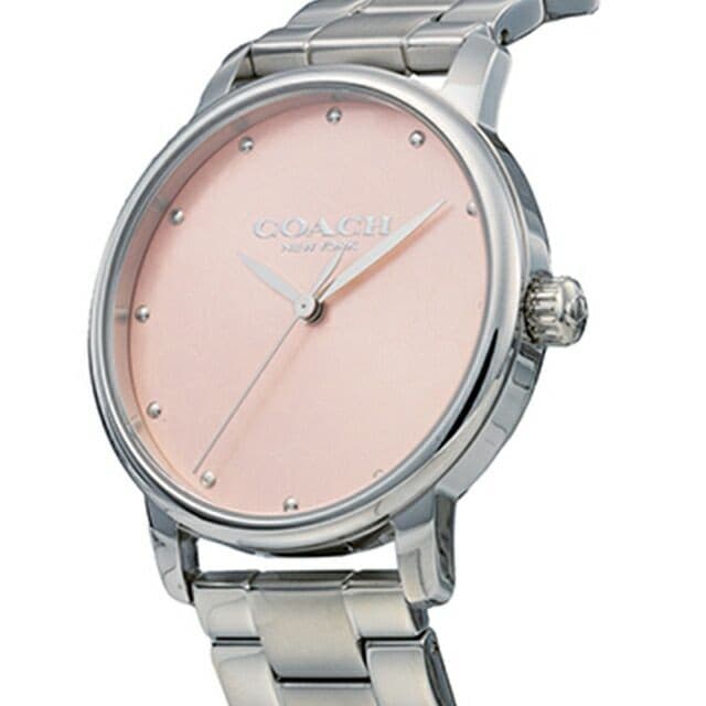 Coach Quartz Watch Pink Dial Silver Stainless Bracelet 14000088