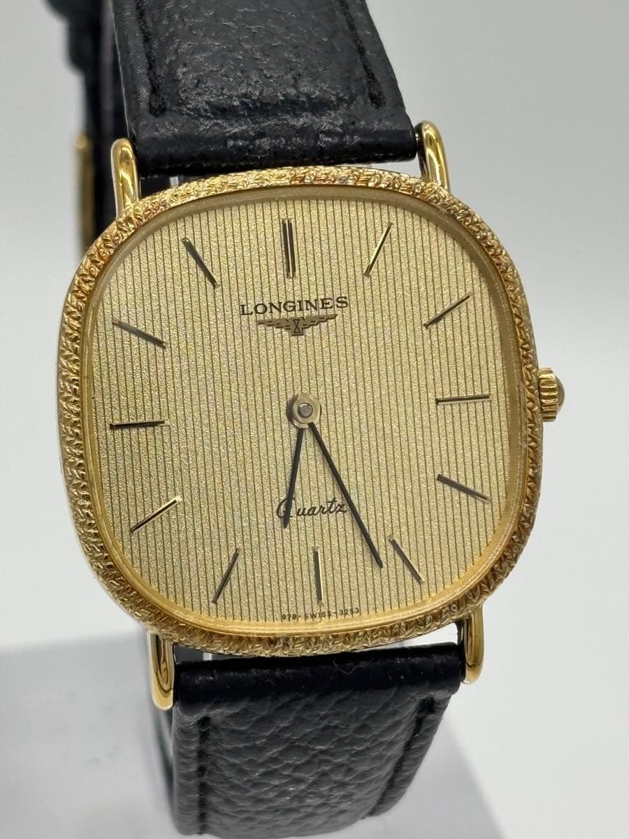 Longines 978 3253 Gold Dial Original Buckle Working Quartz Mens Watch from Japan