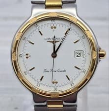 LONGINES Conquest Date Quartz Watch for Men TwoTone Stainless Gold Finish