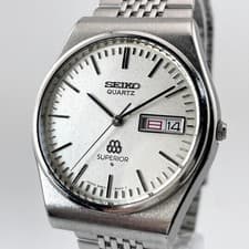 Seiko Superior Twin Quartz Watch Model 9983 8000 Silver Stainless Steel