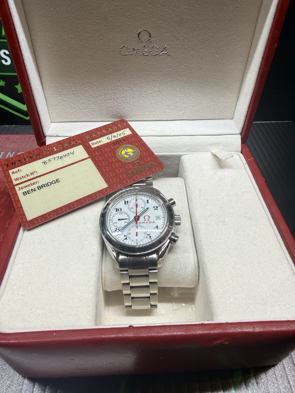 OMEGA Speedmaster Chronograph Automatic Olympic Watch 3515.20 w/Box Manual Card