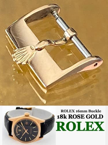 Used vintage Rolex 18k Rose Gold 16mm Logo Buckle ROLEXSA .750 SWISS 1975