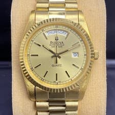 Rare Bulova President Super Seville DayDate Quartz Gold Baton 80's Vintage Watch