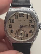 Antique 1920s Bulova Art Deco Manual Stainless Steel Watch **WORKING **