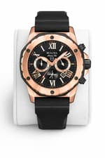 Bulova 98B104 Men Marine Star Chronograph Stainless Steel Watch Black Dial 44mm