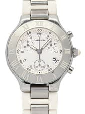 Cartier Must 21 Chronoscaf LM W10184U2 38mm Silver Dial Stainless Card #T318
