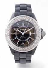 CHANEL J12 Automatic Date Black Ceramic Diamond Bezel - Large 38mm - H0950