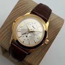Patek Philippe Travel Time 37mm 18k Yellow Gold Silver Dial Mens Watch 5134J