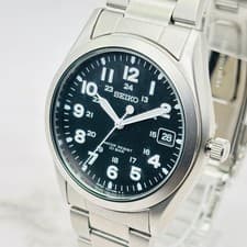 Seiko Military Mens Quartz Watch 7N42-8260 Black Dial Wrist 18cm