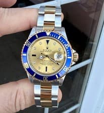 Rolex Submariner 16613 Champagne Serti 2004 Gold/Steel Complete Set Box & Papers