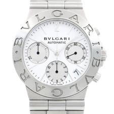 BVLGARI Diagono Sport Chronograph CH35S Date White SS Steel Men Automatic