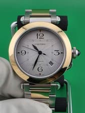 Cartier Pasha, Ref W2PA0009, St Steel & 18K Yellow Gold, Silver Guilloche, 2022