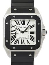 Cartier Santos100 Watch LM W20121U2 H50xW39mm Silver Dial Stainless Steel #T143