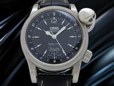Oris Flight Timer Day Date Ref.7568 Automatic 25 Jewels Black Dial Pilot Watch