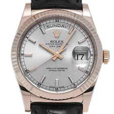 ROLEX Day-Date 36 118135 Men's Silver Everose Gold Automatic Watch #W142