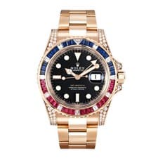 Rolex GMT-Master II Watch 40MM Black Index Hour Markers Dial Rose Gold
