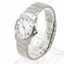 Cartier Santos Ronde MM W20027K1 Boys' Watch, Date, White Quartz Watch
