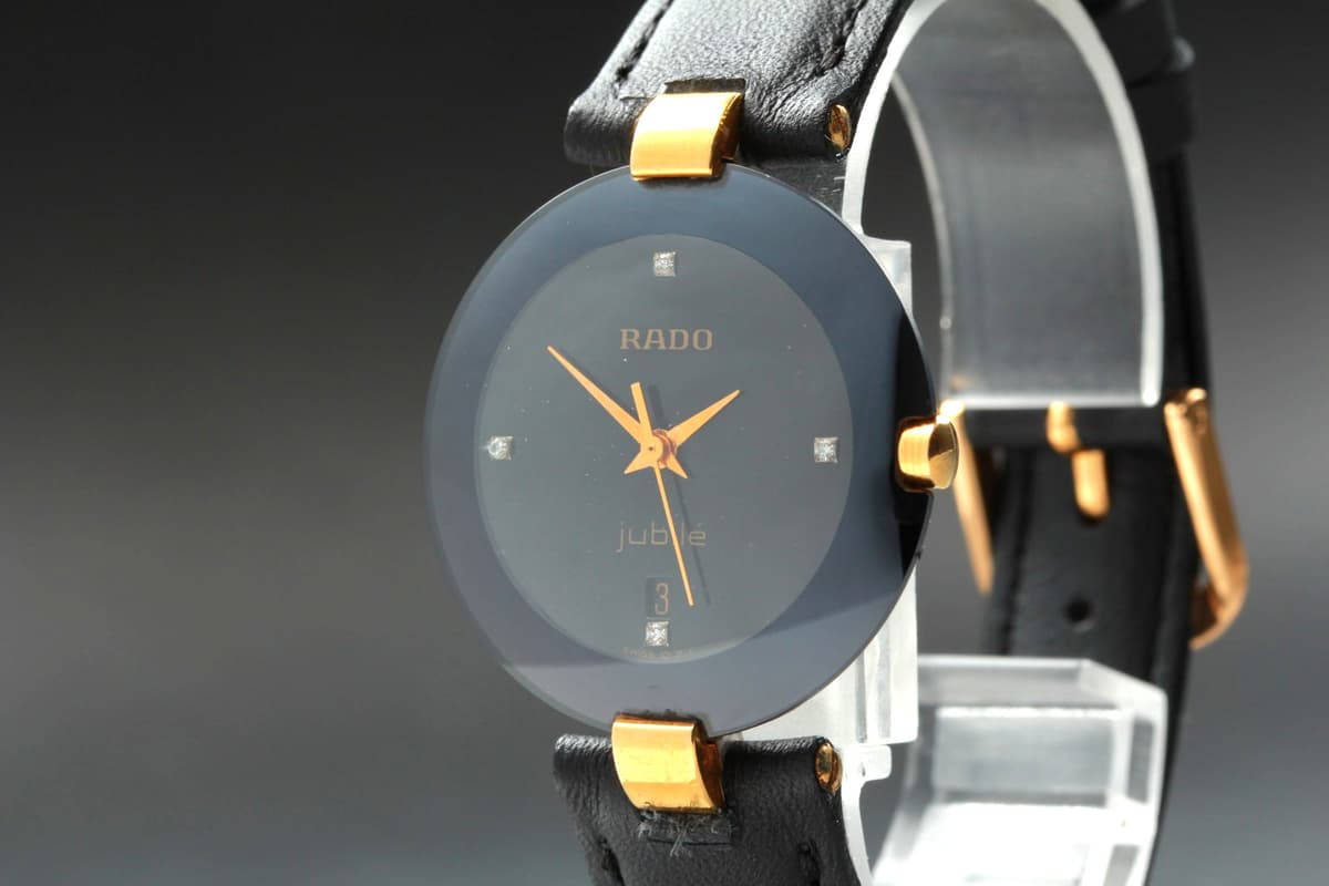 [Near MINT] RADO jubile 129.3577.4N 4P Diamond Black Dial Quartz Women's Watch
