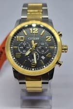 CITIZEN BLACK DIAL TDUAL TONE CHRONO QUARTZ MEN'S WATCH MC5-8