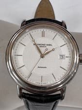 Raymond Weil Maestro White Dial Stainless Steel Black Leather Automatic Watch