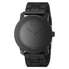 Movado Men's Black Bracelet Watch Bold Black Dial Polyurethane & Steel | 3600047