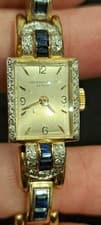 Vintage 1949 Ladies Patek Philippe Watch Diamonds/Sapphires/Gold