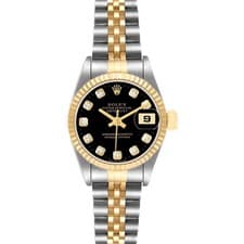 Rolex Datejust 26 Steel Yellow Gold Black Diamond Dial Ladies Watch 69173