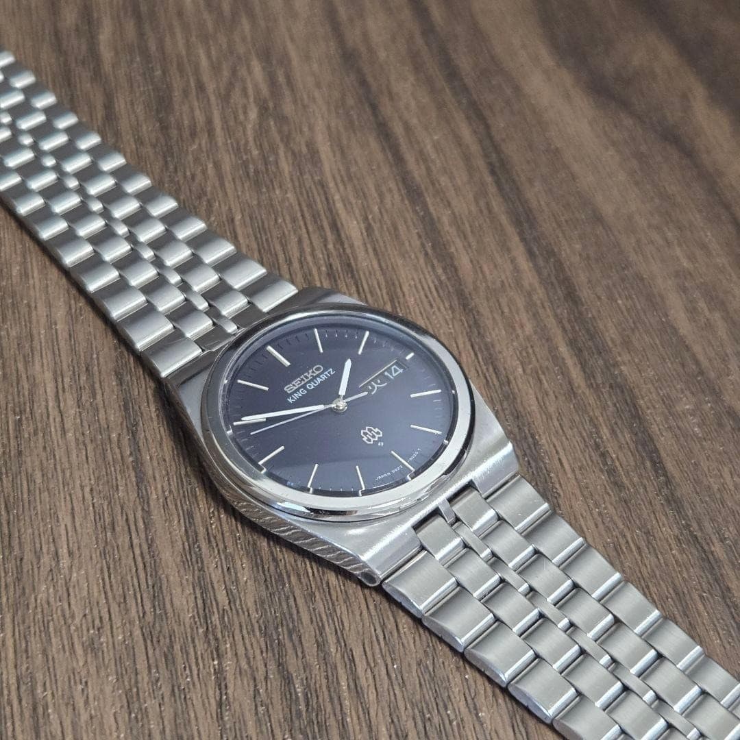 Vintage Seiko King Quartz Twin Watch 9923-802A Navy Dial USED Japan Authentic
