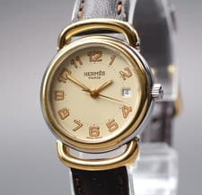 [NEAR MINT] Vintage HERMES Pullman Cream Dial Quartz Womens Watch 24mm JAPAN