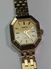 LADIES GENEVE QUARTZ 14CT GOLD WATCH