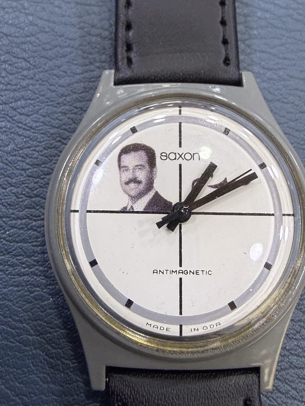 German Saxon  President Saddam Hussein Iraq Photo Dial Watch Mint 34m Size R4