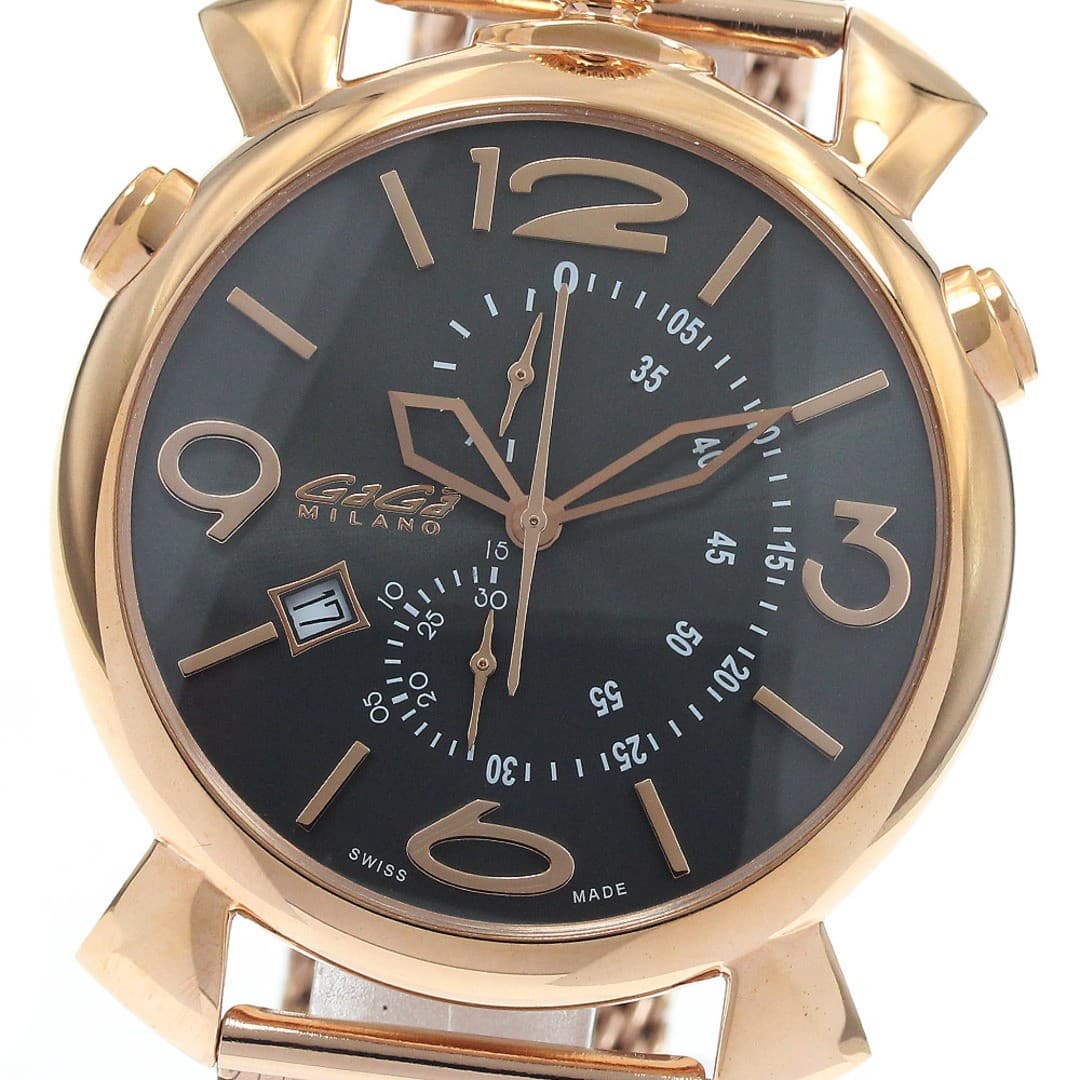 GaGa MILANO 5098.02BR Men's Gray SS Quartz Chronograph Used from Japan From Japa