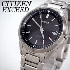 Citizen Exceed Titanium Watch 38mm Black Dial Silver Band Mens Wrist Size